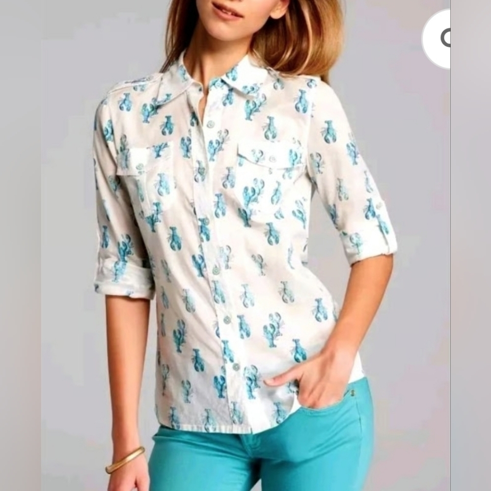 TORY BURCH Brigitte Lobster Voile Blouse size 4